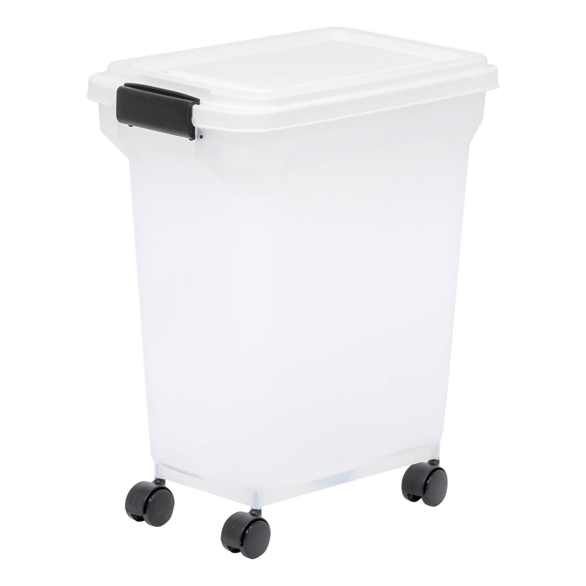 IRIS Clear, White, Black & Dark Gray 28qt. Food Container With Sealed Top & Scoop